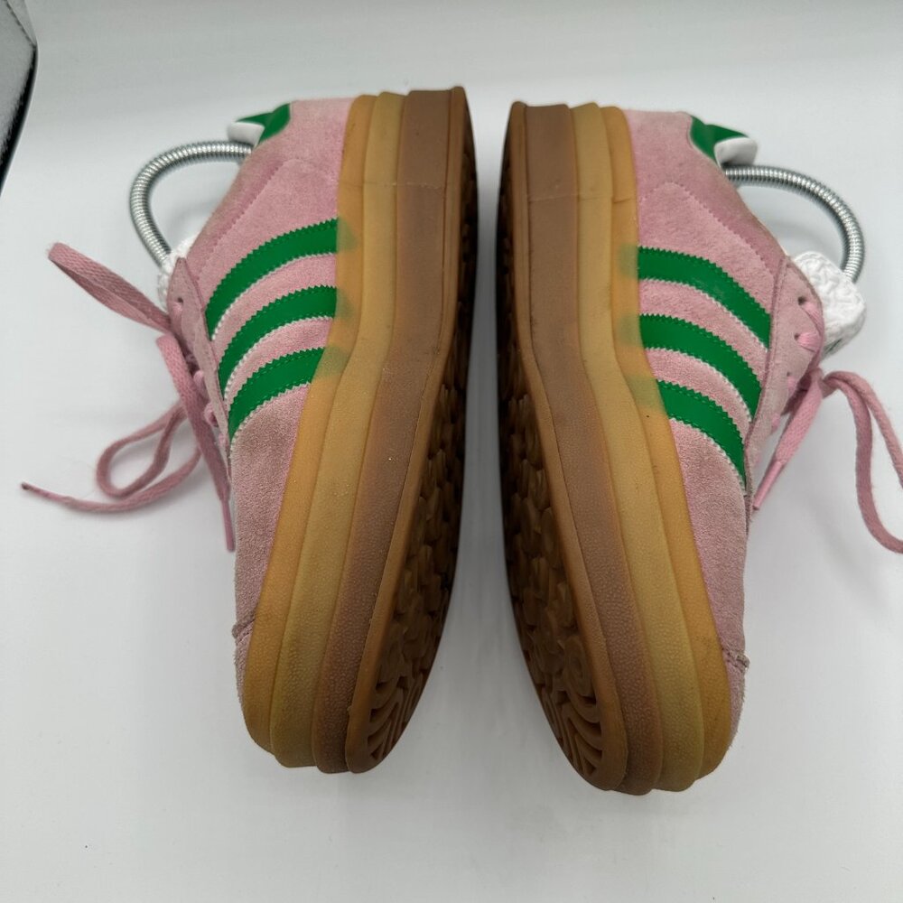 Adidas Gazelle Bold Shoes Pink Suede Green Stripes Women's 8.5 - Picture 3 of 7